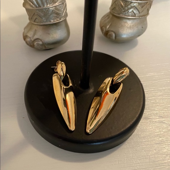 Vintage Unique icicle teardrop goldstone earrings - Picture 4 of 10